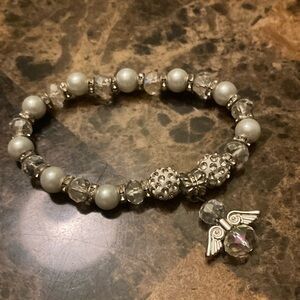 Elegant Silver and White Beaded Bracelet